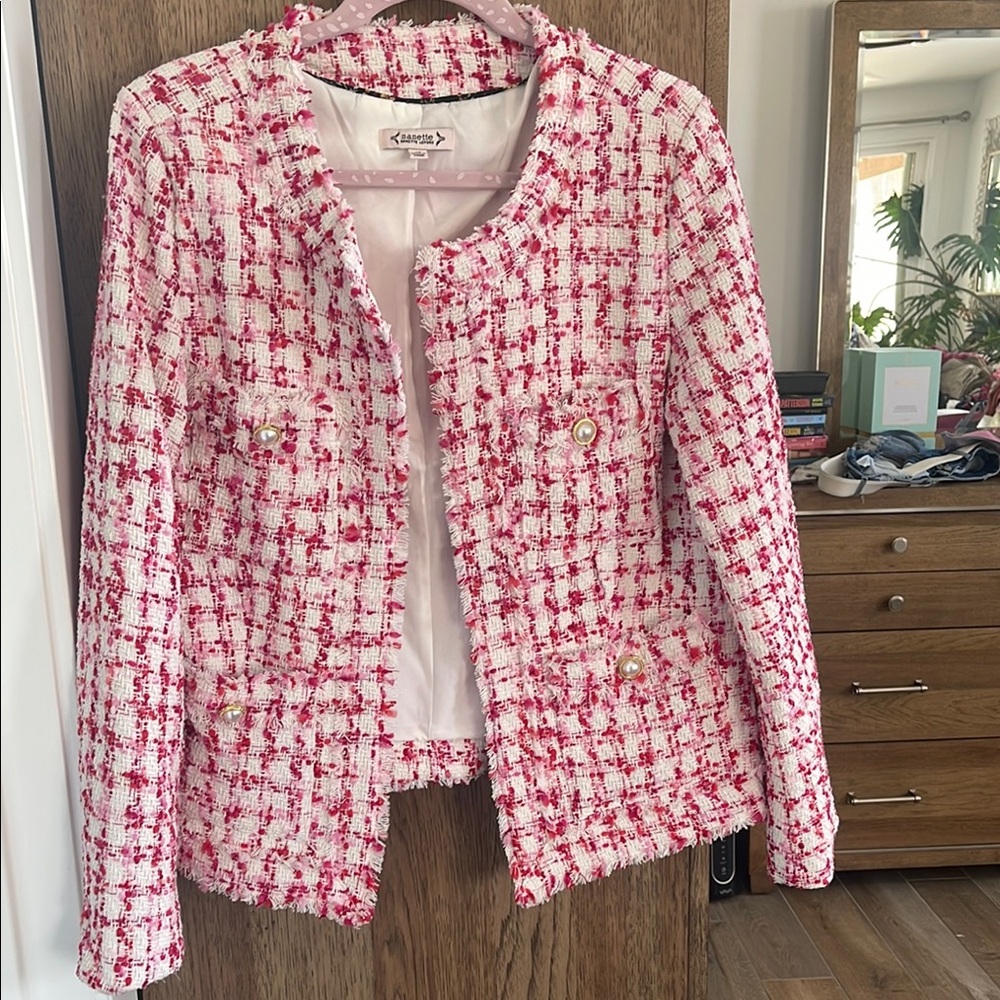 Nanette Lepore Pink and White Textured Blazer